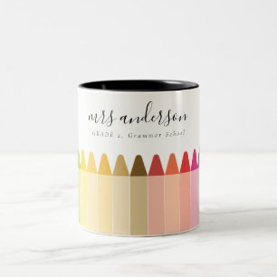 Caneca De Café Em Dois Tons Crianças Modernas Professoras Coloridas Colores do