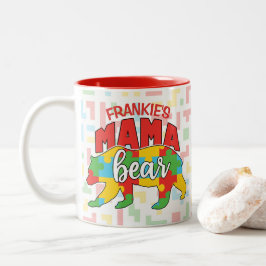 Caneca De Café Em Dois Tons Crianças Personalizadas NOME Mama Urso Autismo Sen