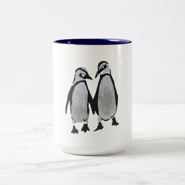 Caneca De Café Em Dois Tons Crianças Pinguins (Centro)