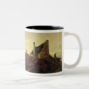 Caneca De Café Em Dois Tons Crianças que jogam no gelo
