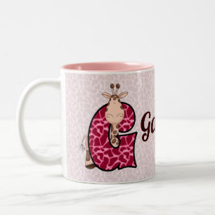Caneca De Café Em Dois Tons Crianças Rosa Personalizadas Monograma - Letra G c