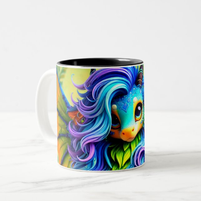 Caneca De Café Em Dois Tons Criatura de fantasia (Frente Esquerda)