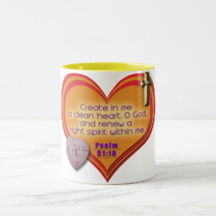 Caneca De Café Em Dois Tons Crie em mim uma caneca cristã de coração limpo