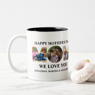 Caneca De Café Em Dois Tons Crie seu próprio Feliz dia de as mães de colagem d