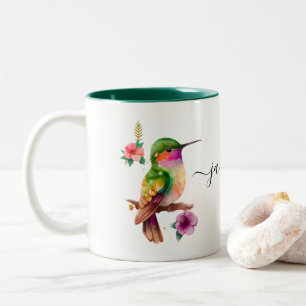 Caneca De Café Em Dois Tons Crie seu próprio Hummingbird Personalizado Adicion