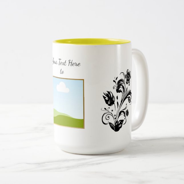 Caneca De Café Em Dois Tons Crie seu próprio texto de modelo personalizado (Frente Esquerda)