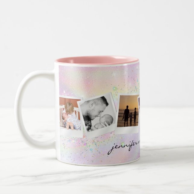 Caneca De Café Em Dois Tons Crie Sua Própria Fotografia Glitter Glitter Glitte (Esquerda)