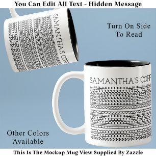 Caneca De Café Em Dois Tons Crie Sua Própria Mensagem Oculta Longa 148BW Novid