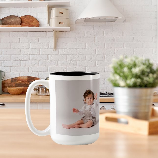 Caneca De Café Em Dois Tons Crie suas próprias 2 fotos personalizadas (Criador carregado)