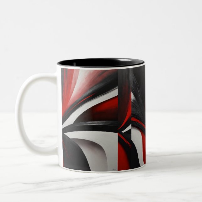 Caneca De Café Em Dois Tons Crimson Bliss: Um Dueto em Vermelho e Branco" (Esquerda)