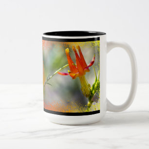 Caneca De Café Em Dois Tons Crimson Columbine Orange Yellow border on Black