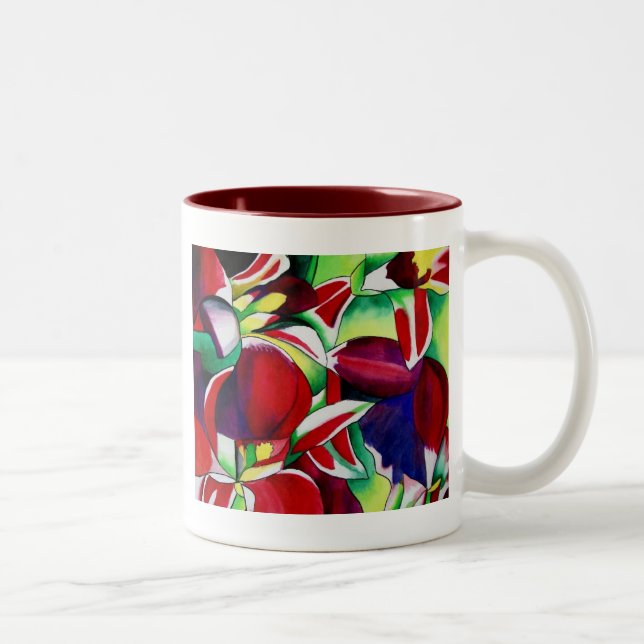 Caneca De Café Em Dois Tons Crimson tropical Cingapura Orquídeas (Direita)