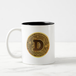 Caneca De Café Em Dois Tons Criptomoeda de logótipo da moeda de doge