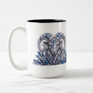 Caneca De Café Em Dois Tons Cristal Zodíaco Áries Luxo