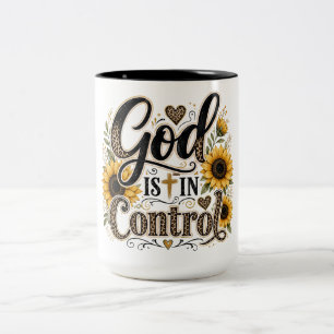Caneca De Café Em Dois Tons Cristão Inspirador Deus Está no Controle