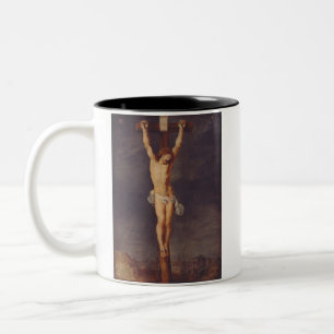 Caneca De Café Em Dois Tons Cristo morto na cruz por Peter Paul Rubens 