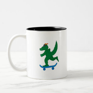 Caneca De Café Em Dois Tons Crocodilo de skater