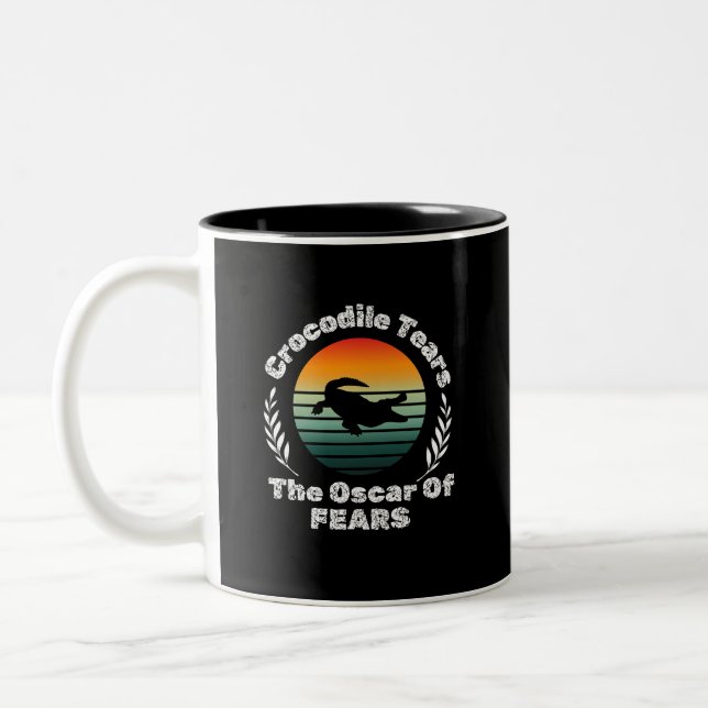 Caneca De Café Em Dois Tons crocodilo, jacarés, silhueta-réptil (Esquerda)