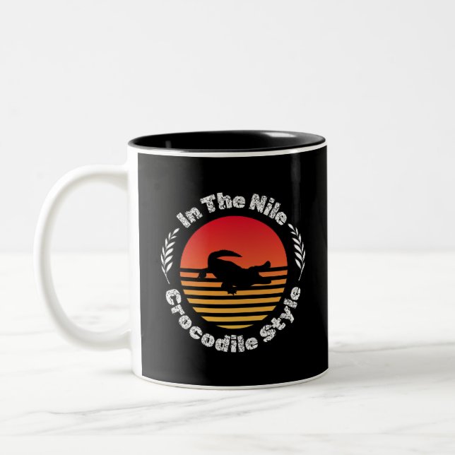 Caneca De Café Em Dois Tons crocodilo, jacarés, silhueta-réptil (Esquerda)