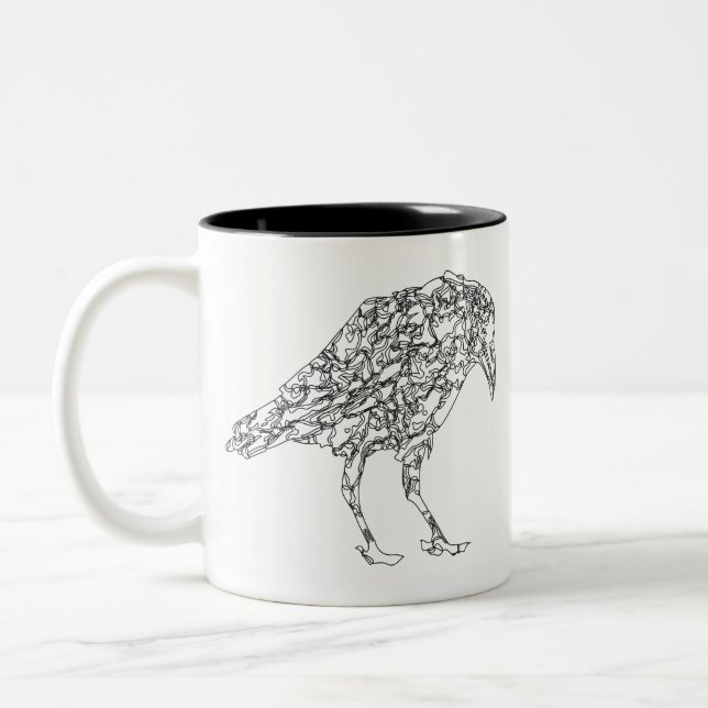 Caneca De Café Em Dois Tons Crow Raven Art (Esquerda)