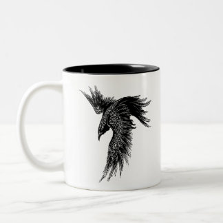 Caneca De Café Em Dois Tons Crow Raven - Símbolo de Viking Norse