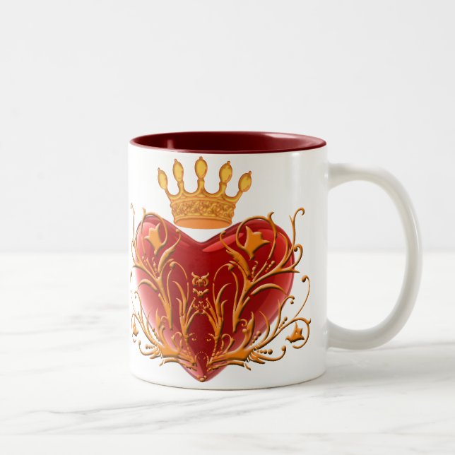 Caneca De Café Em Dois Tons Crown Filigree Heart Mug (Direita)