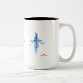 Caneca De Café Em Dois Tons Cruz abstrata em caneca de 15 oz