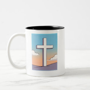Caneca De Café Em Dois Tons Cruz Cristã Inspiradora