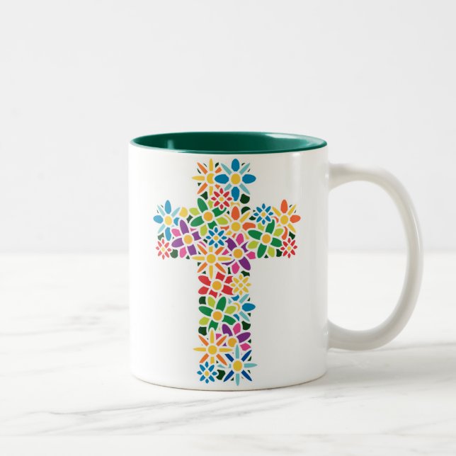 Caneca De Café Em Dois Tons Cruz da flor (Direita)