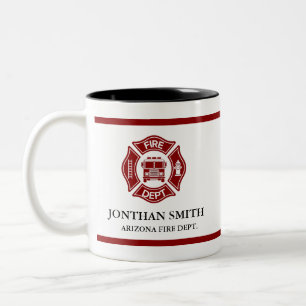 Caneca De Café Em Dois Tons Cruz de Malta Vermelha dos Bombeiros Departamento