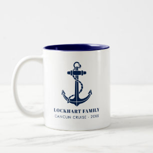 Caneca De Café Em Dois Tons Cruzeiro Familiar Âncora de Barco Personalizada