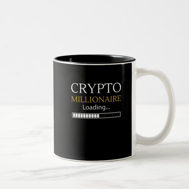 Caneca De Café Em Dois Tons Crypto Millionaire Carregando um comerciante engra (Direita)
