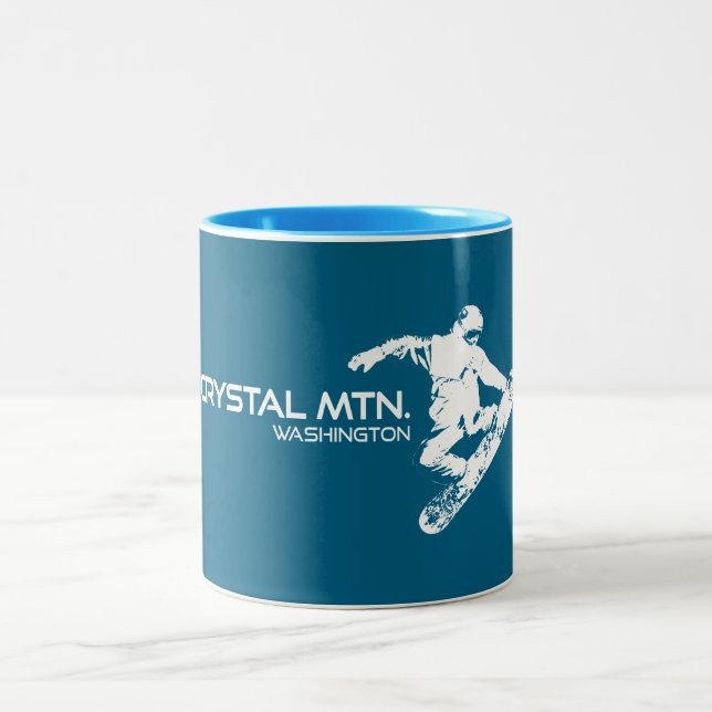 Caneca De Café Em Dois Tons Crystal Mountain Washington Snowboarder (Centro)