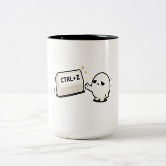 Caneca De Café Em Dois Tons Ctrl Z Desfaça Erros - Personagem Engraçado de Tec