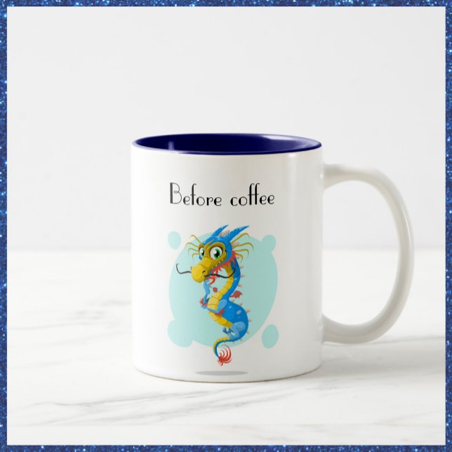 Caneca De Café Em Dois Tons Cuada antes e depois do Dragão de Mug de Café e Fa (Criador carregado)