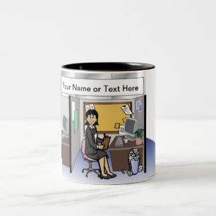 Caneca De Café Em Dois Tons Cubicle Office Worker - Cartoon feminino