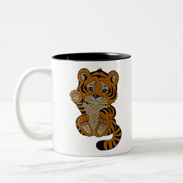 Caneca De Café Em Dois Tons Cubo de Tigre (Esquerda)