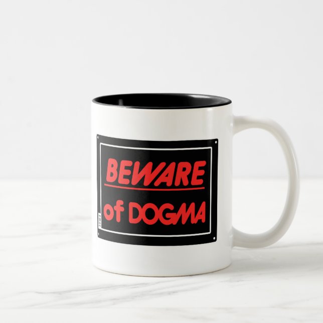 Caneca De Café Em Dois Tons Cuidado com o dogma ateu (Direita)