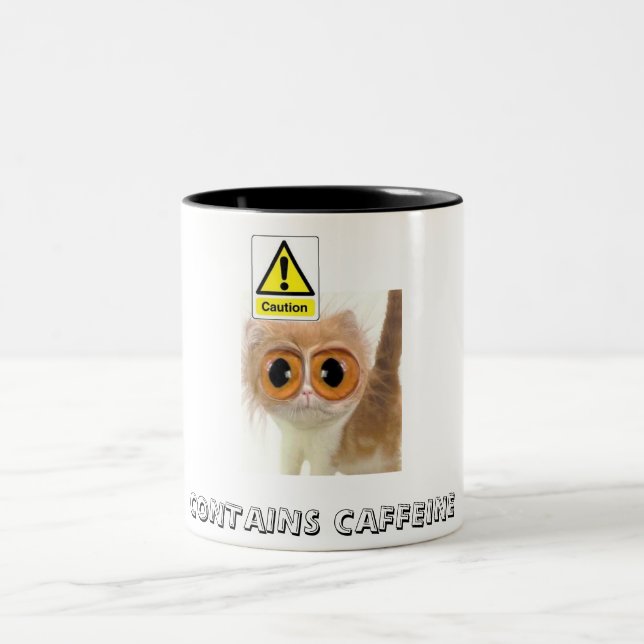 Caneca De Café Em Dois Tons Cuidado: Contem a cafeína (Centro)