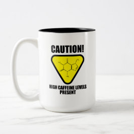 Caneca De Café Em Dois Tons Cuidado! Níveis Elevados De Cafeína Apresentam Cof