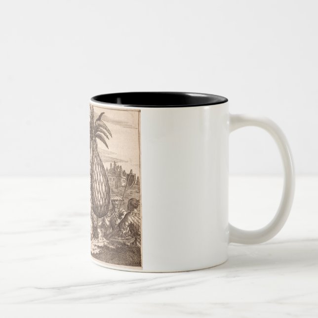 Caneca De Café Em Dois Tons Cultivando grandes abacaxis, ilustração de um desc (Direita)