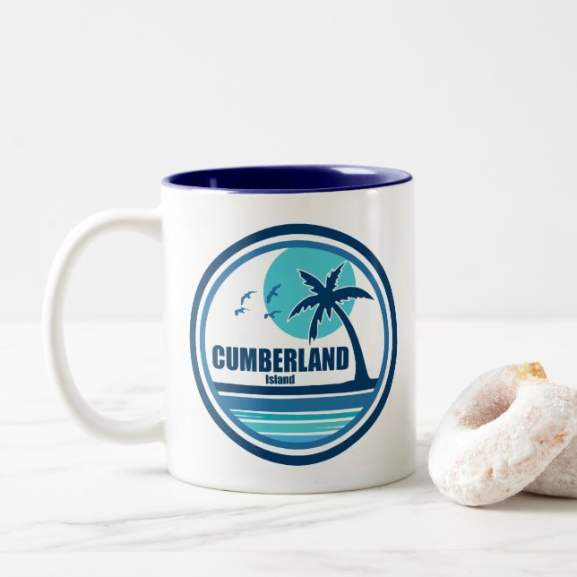 Caneca De Café Em Dois Tons Cumberland Island Georgia Palm Tree Birds (Com Donut)