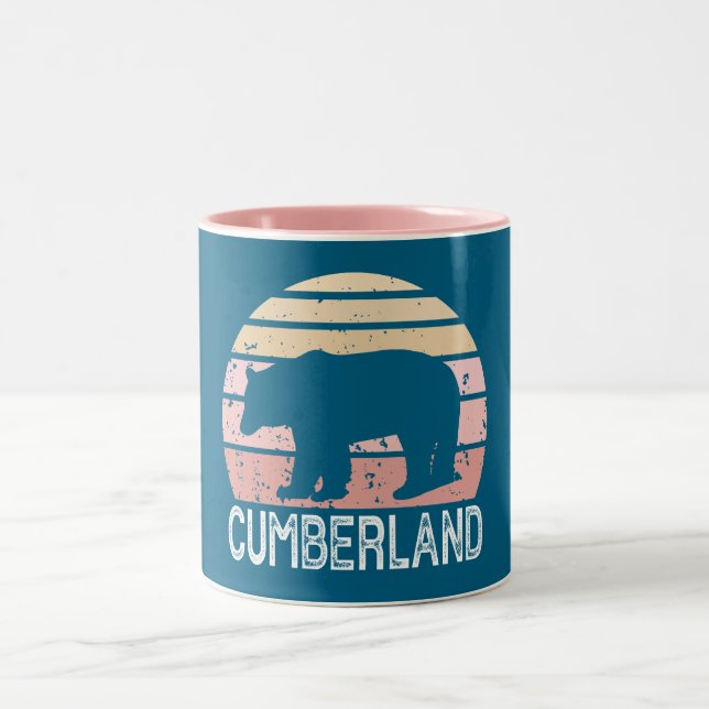 Caneca De Café Em Dois Tons Cumberland Maryland Retro Bear (Centro)