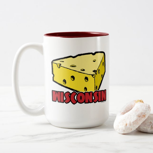 Caneca De Café Em Dois Tons Cunha de Queijo de Wisconsin (Com Donut)
