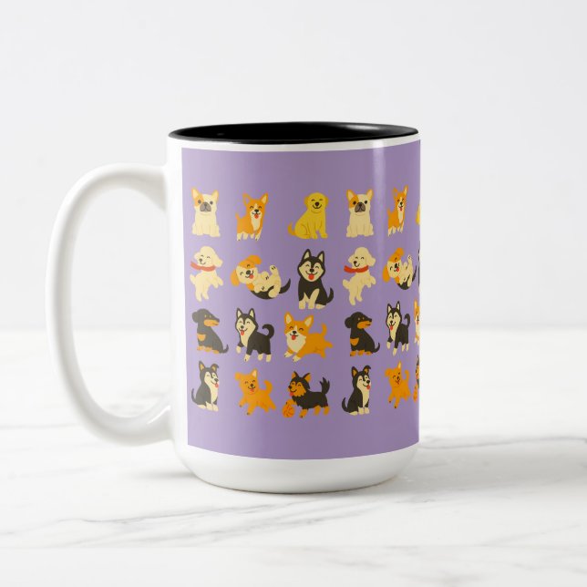 Caneca De Café Em Dois Tons Cup Cute Puppies (Esquerda)