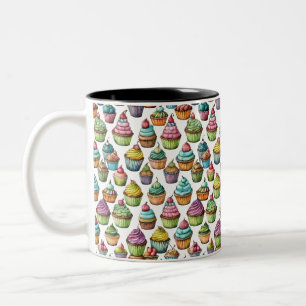 Caneca De Café Em Dois Tons Cupcake Colorida - Edite Os Seus Sips