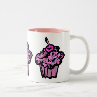 Caneca De Café Em Dois Tons cupcake de camuflagem rosa e roxo