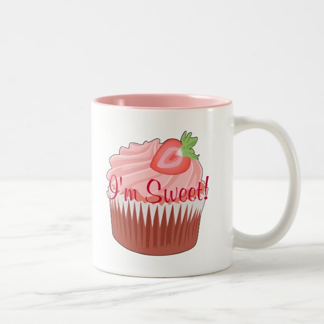Caneca De Café Em Dois Tons Cupcake de morango (Direita)