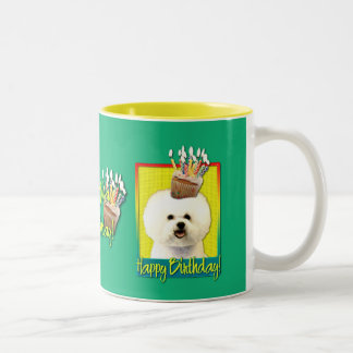 Caneca De Café Em Dois Tons Cupcake do aniversário - Bichon Frise