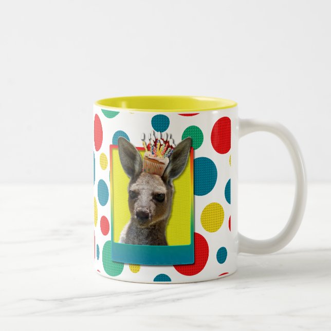 Caneca De Café Em Dois Tons Cupcake do aniversário - canguru (Direita)